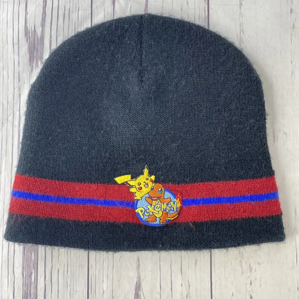 Pokémon Pikachu Charmander Vintage Beanie Striped Nintendo Licensed‎ Product